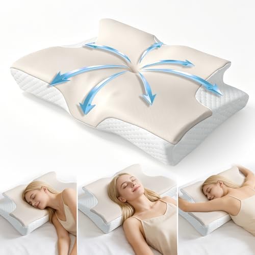 Memory Foam Pillows, Cervical Pillow for Neck & Shoulder Pain Relief by Rinkai-S