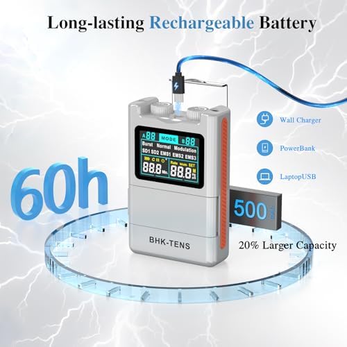 2025 TENS EMS Unit Muscle Stimulator for Back Pain Relief, Upgraded Color LCD TENS Machine for Chronic Pain, Muscle Relaxation, Home Use. with 8 Customizable Pulse Modes, 8 TENS Pads, 40 Intensitys - Image 6