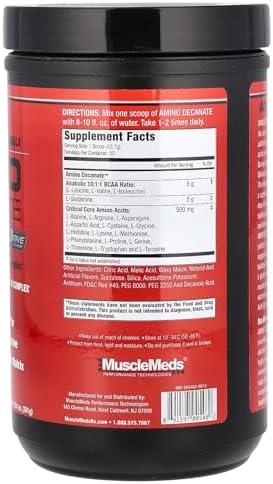 MuscleMeds Amino DECANATE, Intra, Post Workout Drink, Full Spectrum Amino Acid Complex, Leucine, Muscle Recovery, Fruit Punch, 30 Servings - Image 2