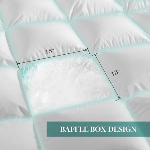 Martha Stewart White Goose King Size Feathers Down Fiber Comforter, 100% Cotton Duvet Insert King, Hotel Luxury Hypoallergenic Comforter 68oz All Season Medium Warmth 106 x 90 Inch (Pack of 3) - Image 5