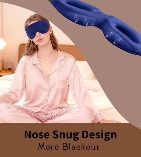Sleep Mask for Women Men Comfortable Blockout Soft 3D Padded Eye Mask for Sleeping Side Sleeper Friendly Royal Blue - Image 4