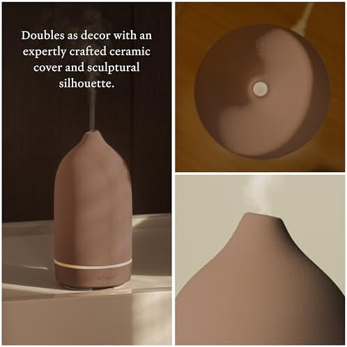 Vitruvi Stone Diffuser, Ceramic Ultrasonic Essential Oil Diffuser for Aromatherapy | Ceramic Diffuser, Diffusers for Home, Oil Diffuser, Room Decor | Suede, 90ml Capacity - Image 3