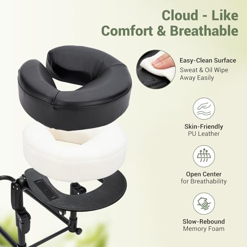 Massage Headrest for Bed, Sturdy Bed Massage Head Holder for Thick Mattresses, Adjustable Face Down Pillow for Post-Eye-Surgery Comfort & Home Spa, PU Leather Memory Foam Face Cradle - Image 5