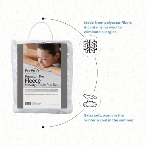 ForPro Premium Pro Fleece Massage Table Pad Set, Extra Soft, Hypoallergenic, Includes Massage Table Pad and Face Rest Cover, 31” W x 72” L, White - Image 4