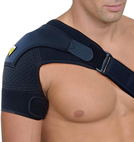 FIGHTECH Rotator Cuff Shoulder Brace for Men and Women - 4 Sizes - Shoulder Support - Pain Relief - Black - Large - Fits Most Men Bicep 12-17" by FIGHTECH
