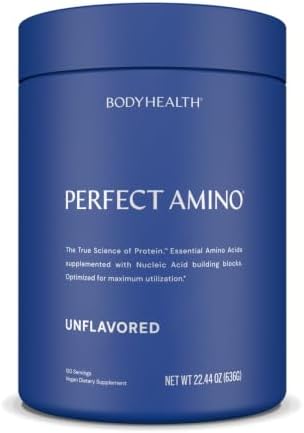 BodyHealth PerfectAmino - BCAA and EAA Powder for Pre and Post Workout - Amino Acid Energy Drink for Men and Women to Support Lean Muscle and Recovery - Unflavored (Lightly Sweetened) - 120 Servings by BodyHealth