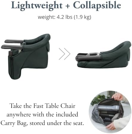 Inglesina Fast Table Chair, Dark Green - Portable Baby High Chair - for Babies & Toddlers up to 37 lbs - Collapsible - Fits Tables 0.8'' to 3.5'' Thick - Compact & Easy to Use - Travel Bag Included - Image 4