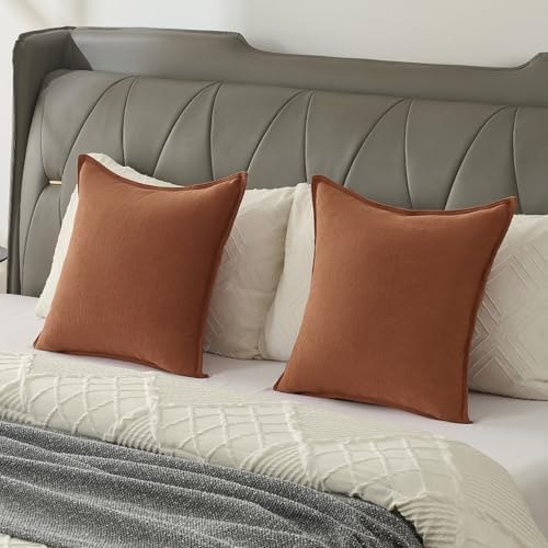 FUTEI Pack of 2 Chenille Throw Pillow Covers 12x20 Inch, Rust - Image 6