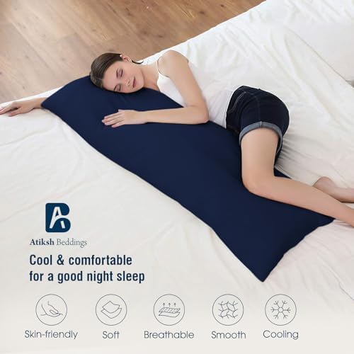Body Pillow Cover with Zipper 20x72 Cotton Long Body Pillowcase Lumbar Pillow case 100% Egyptian Cotton 500 Thread Count Pack of 1 for Adult Size (Navy Blue) - Image 4