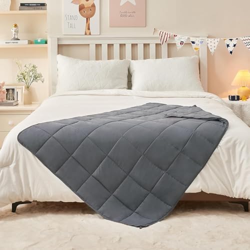yescool Weighted Blanket 10 Pounds Twin Cooling Weighted Lap Blanket, Grey Heavy Blanket for Teenagers, Weighted Throw Blanket Gifts for 80-110lbs, 48"x72" - Image 5