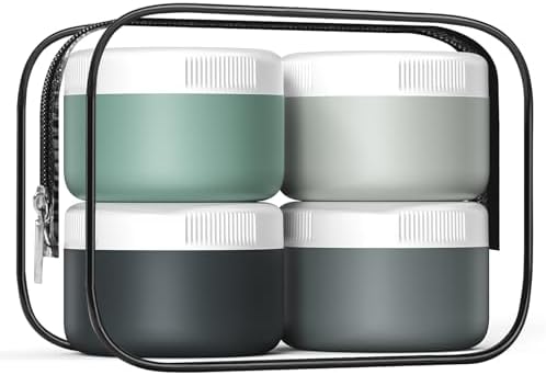 Kuangre Travel Containers for Toiletries, Silicone Cream Jars BPA-Free, Leak-proof 2oz Travel Size Containers, Portable Size Silicone Jars with Lid for Cosmetic Face Hand Body Cream (4 Pack) by Kuangre
