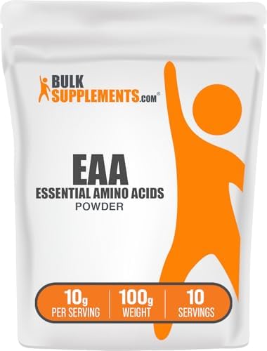 BulkSupplements.com Essential Amino Acids Powder - Essential Amino Acids Supplement, EAA Powder - Unflavored & Gluten Free, 10g per Serving, 100g (3.5 oz) (Pack of 1) by BULKSUPPLEMENTSCOM