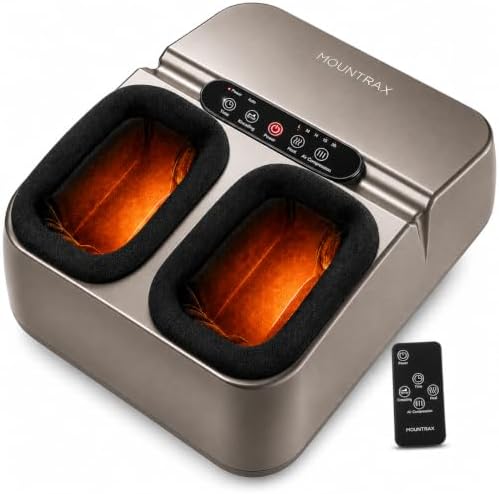 MOUNTRAX Foot Massager with Heat, Deep Shiatsu Foot Massage Machine with Air Compression, 3 Heating Levels, Adjustable Intensity & Timer, Fits Up to Men's Size 12, Foot Massager for Home & Office by MOUNTRAX