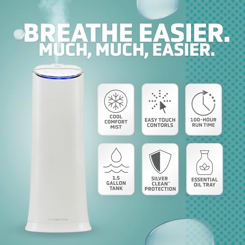 PureGuardian Ultrasonic Cool Mist Humidifier, 100 Hrs. Run Time, 1.5 Gallon Tank, 440 Sq. Ft. Coverage, Medium Rooms, Quiet, Filter Free, Essential Oil Tray, White, H3200WAR - Image 2
