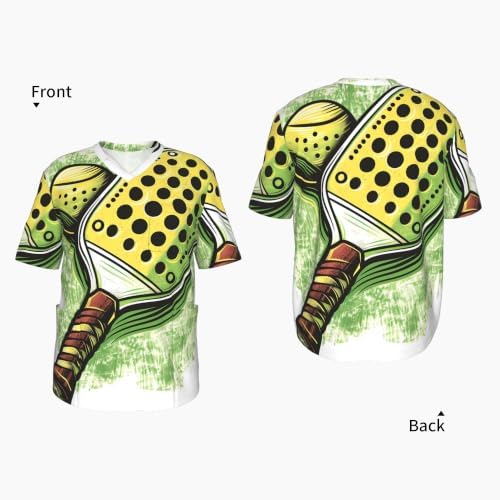 Men's Scrub Top,V-Neck Spill Wrinkle Resistant,3 Pockets-Pickleball Trend (6) - Image 4