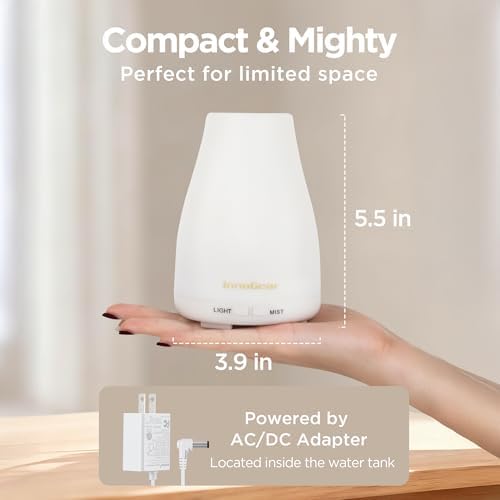 InnoGear 2 Pcs Essential Oil Diffuser Aroma Diffusers for Home, Basic White - Image 2