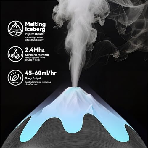 500ML Essential Oil Diffuser, Aromatherapy Diffuser with Remote Control, Multifunctional Air Diffusers for Home Office Room, Fragrance Aroma Diffuser with 7 Color LED & 2 Mist Mode, Black - Image 5