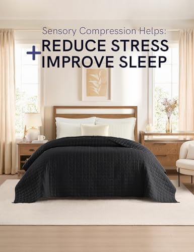 YnM Exclusive Weighted Blanket, Soothing Cotton, Smallest Compartments with Glass Beads, Bed Blanket for One Person of 160lbs, Ideal for Queen/King Bed (60x80 Inches, 17 Pounds, Light Grey) - Image 2