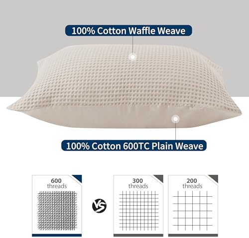100% Egyptian Cotton 600 TC Waffle Weave Throw Pillow Covers 2 Pack - Image 5
