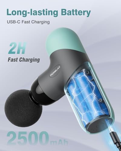Morelax Mini Massage Gun Portable Deep Tissue Muscle Percussion Massager, Electric Handheld Sport Massager with 6 Massage Heads 4 Speed, Best Gift (Blue) - Image 2