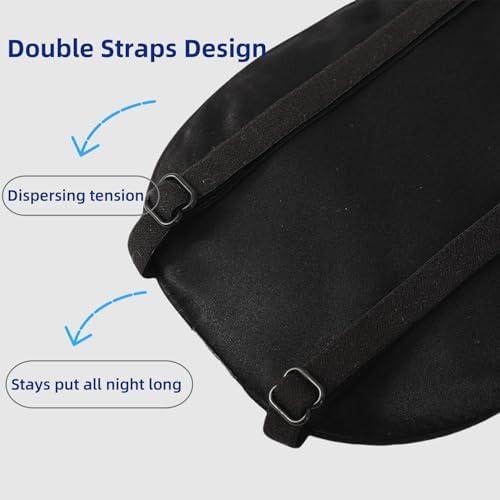 ALASKA BEAR Sleep Mask 2 Straps, Mulberry Silk, Twin Thin Elastic Bands Stay Put All Night, Smooth Eye Mask Two Adjustable Head Strings and Nose Baffle - Image 2