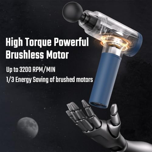 cotsoco Massage Gun Deep Tissue, Muscle Massage Gun Back Massager for Pain Relief, 20 Speeds Handheld Electric Massager Tool with Silent Brushless Motor, Suitable for Gym Office Home Travel - Image 4