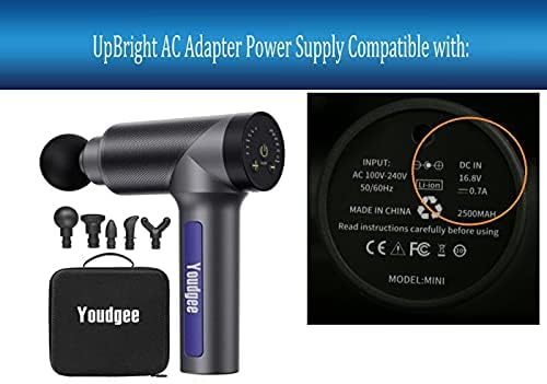 UpBright 16.8V AC Adapter Compatible with Youdgee H1 Model MiNi Muscle Massage Gun Deep Tissue Percussion Massager Sominyu QS-1680800U 14.4V Li-ion Battery 2600mAh DC in 16.8VDC 0.7A 1A Power Charger - Image 2