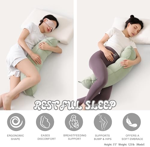 Peallow(Pat. Pend) – Long Round Body Pillow for Adults, Bolster Pillow for Sleeping, Soft and Supportive Pillow for Sleeping & Lumbar Support (Celadon Green, 29.5") - Image 5
