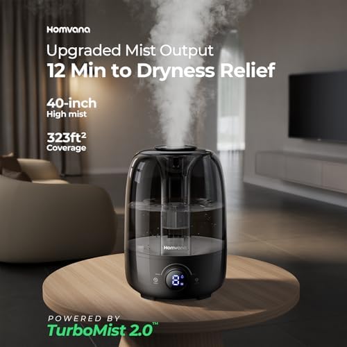 Homvana 4L Top-Fill Cool Mist Humidifiers for Bedroom, Large Room Plants - Image 2