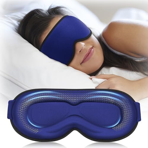 FACEMOON 3D Blackout Weighted Sleep Eye Mask, Travel Essentials, Navy Blue by FACEMOON