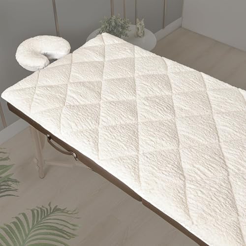 Double-Sided Massage Table Pad, Plush Fleece and Microfiber Cover, Soft Massage Bed Topper and Spa Cover, Ideal Table Accessories, 76"x34", White by XOLLOZ