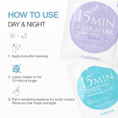 Naisture 15 Min Groom Me Kit Skincare Gift Set for Men – All-in-One Bundle with Hair, Face, & Eye Masks, Complete Grooming Self-Care Kit (5 pcs) - Image 6