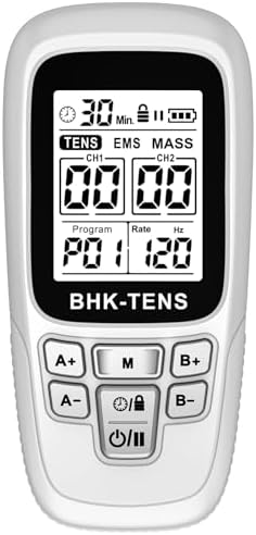 24 Modes TENS EMS Unit for Pain Relief, Muscle Stimulator Machine with 8 Reusable Electrode Pads - FDA Cleared 3-in-1 Device, 40 Intensity Levels, 90 Min Timer, Back/Neck/Knee Therapy, Pulse 2-150Hz by BHKTENS