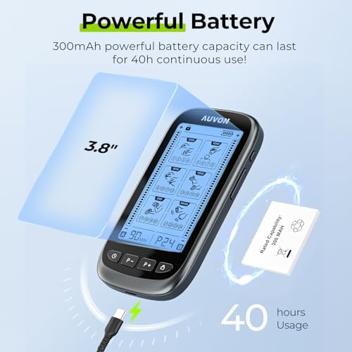 AUVON 3-in-1 TENS Unit Muscle Stimulator for Pain Relief, Large Screen - Image 6