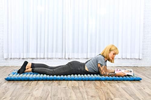 Leewadee - Foldable Floor Mattress - Japanese Roll Up Futon -Trifold Tatami Mat- Guest Floor Bed - Camping Mattress - Thai Massage Mat, Kapok Filled, 75 x 28 inches, Light Blue - Image 2
