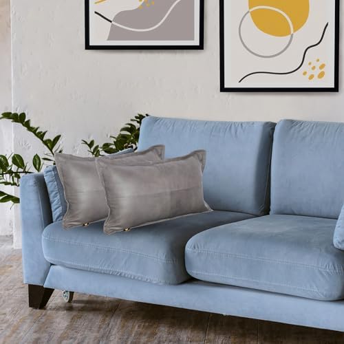 LL LEATHER LOVERS 100% Lambskin Leather Pillow Cover - Sofa Cushion Case, Decorative Throw Covers for Living Room & Bedroom, 22X30 Inch - Grey Antique Box Pack of 1 - Image 7