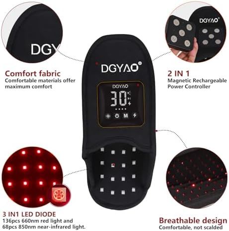 D MAX Cordless Foot Slipper Red Light Therapy, Near Infrared Therapy for Feet Pain Relief, with Battery Pulse Therapy (Single) - Image 2