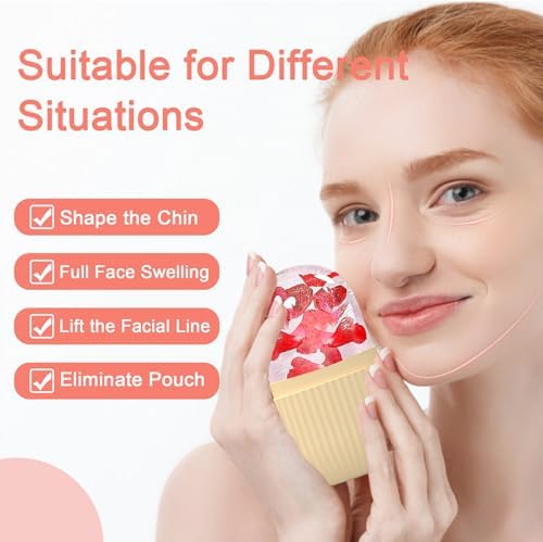 Joyeee Ice Face Roller, Reusable Silicone Mold Face Massage Eye Facial Beauty Skin Care Tools Apply Ice for Shrink Pores Anti Wrinkle Reduce Puffiness Improve Skin Elasticity, Striped, Yellow - Image 5