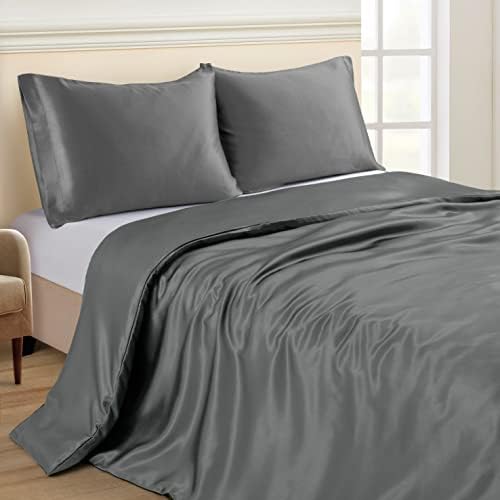 NSGZ Satin Duvet Cover for Weighted Blanket, 60x80, 8 Ties, Dark Grey - Image 2