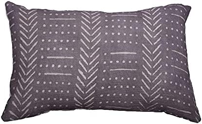 Trade Star 100% Cotton Mudcloth Pillow Cover Grey Snow 14X22 Handloomed Spring Breathable Pillow Case Luxurious Rustic Rectangle Modern Framhouse Lumbar Bed Cushion Case by TradeStar