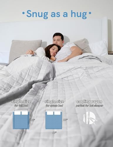 YnM Exclusive Weighted Blanket, Cooling & Cozy Velvet Dual-Sided, Smallest Compartments with Glass Beads, Ideal for One Person of 140lbs on Twin/Full Bed (48x72 Inches, 15 Pounds, Light Grey) - Image 5