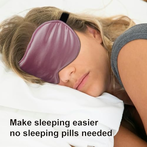 Silk Sleep Mask, Black, Adjustable Strap for Light Blocking, Travel Rest, Puffy Eyes Relief, Single Pack (Pink) - Image 5