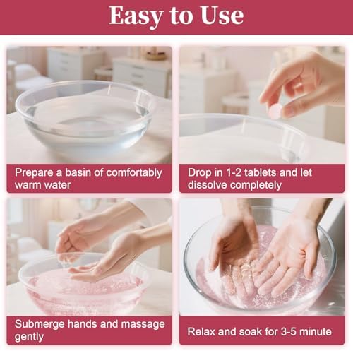 Manicure Spa Balls 8oz - Moisturizing Nail Soaking Tablets, Rose - Image 5