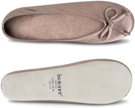 Isotoner Women's Satin Ballerina Slippers with Classic Ribbon Bow and Suede Sole - Image 5