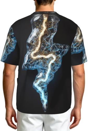 Men's Scrub Top,V-Neck Spill Wrinkle Resistant,3 Pockets-Lightning Bolt (9) - Image 2