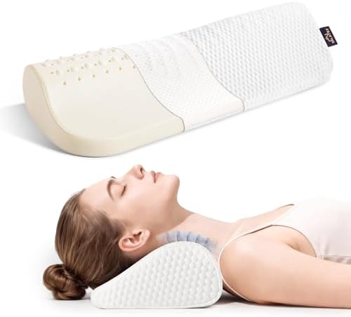 TALATEX Natural Latex Pillow for Neck Pain Relief, Ergonomic Teardrop Contour Pillow for Sleeping, Orthopedic Neck Support for Back Sleepers, Breathable & Odorless with Washable Cover (Standard) by TalatexHome
