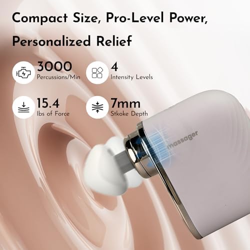 Mini Massage Gun Pro – Portable Deep Tissue Percussion Massager with Smart Pressure Sensor, Quiet Motor, Muscle Relaxation for Neck, Back & Legs, USB-C Rechargeable, Light Purple Color - Image 3