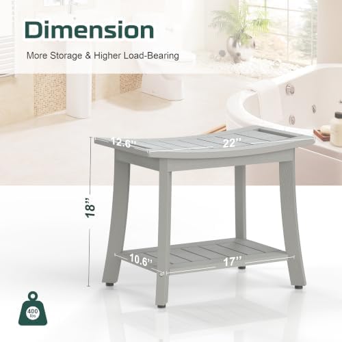 Waterproof HIPS Shower Bench for Inside Shower, Shower Stool, Grey - Image 3