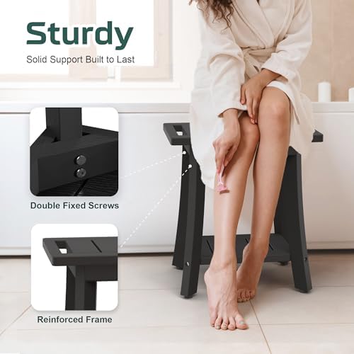 Waterproof HIPS Shower Bench for Inside Shower, Shower Stool, Black - Image 4