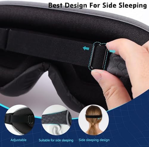 Sleep Mask for Side Sleepers, 3D Contoured Eye Mask with Total Blackout, Soft Lightweight Eye Cover with Adjustable Strap for Travel, Sleeping, Night Shift & Nap - Image 5